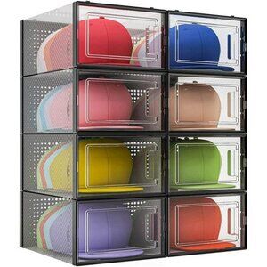 Baseball Cap Organizer Stackable Hat Storage Display Box Set Closet Holder